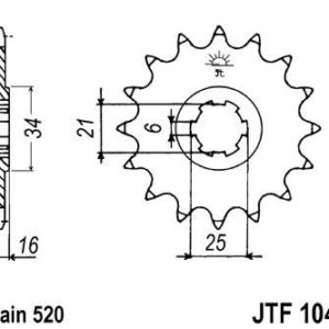 Piñon JT 1043 de acero con 14 dientes