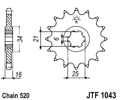Piñon JT 1043 de acero con 14 dientes