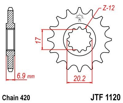 Piñon JT 1120 de acero con 11 dientes