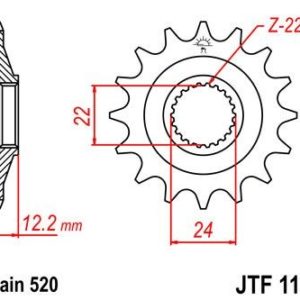 Piñon JT 1125 de acero con 16 dientes