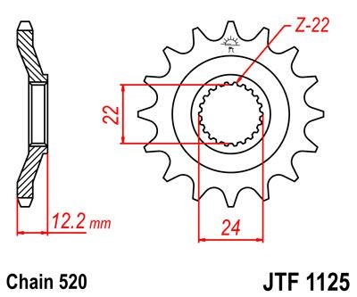 Piñon JT 1125 de acero con 17 dientes
