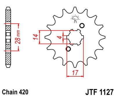 Piñon JT 1127 de acero con 12 dientes