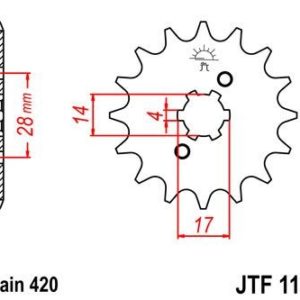 DERBI - Piñon JT 1127 de acero con 14 dientes -