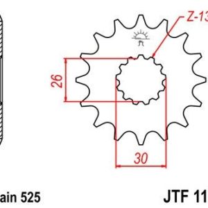 TRIUMPH - Piñon JT 1183 de acero con 17 dientes -