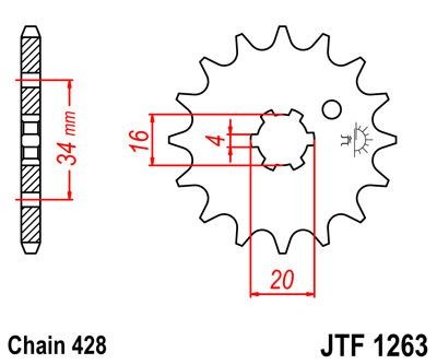 Piñon JT 1263 de acero con 12 dientes