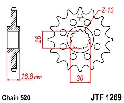Piñón JT 1269 de acero con 15 dientes