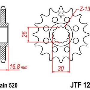 Piñon JT 1269 de acero con 16 dientes