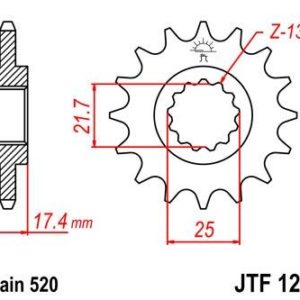 Piñon JT 1299 de acero con 14 dientes