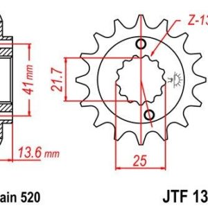 Piñon JT 1307 de acero con 14 dientes