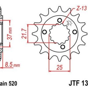 HONDA - Piñon JT 1309 de acero con 14 dientes -