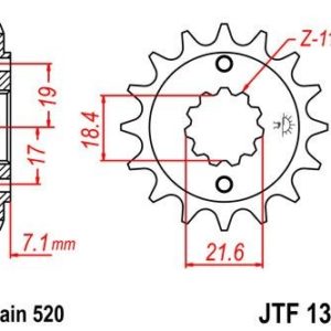 Piñon JT 1321 de acero con 14 dientes