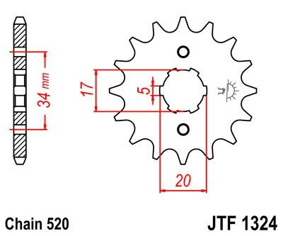 Piñon JT 1324 de acero con 12 dientes