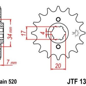 Piñon JT 1329 de acero con 12 dientes