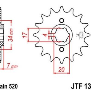 HONDA - Piñon JT 1329 de acero con 12 dientes -