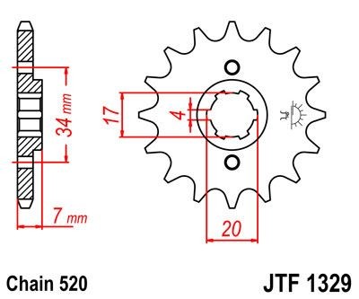 Piñon JT 1329 de acero con 12 dientes
