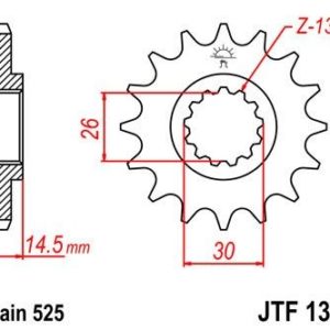 Piñon JT 1332 de acero con 15 dientes