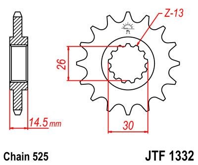 Piñon JT 1332 de acero con 17 dientes