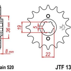 Piñon JT 1336 de acero con 13 dientes