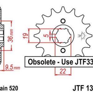 Piñon JT 1350 de acero con 13 dientes