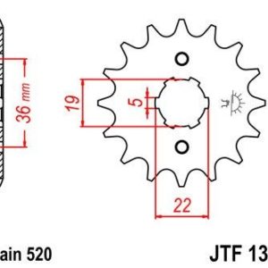 Piñon JT 1352 de acero con 14 dientes