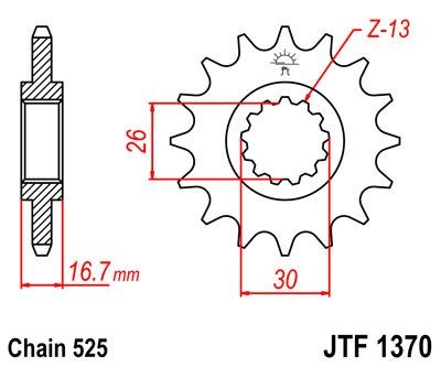 Piñon JT 1370 de acero con 15 dientes