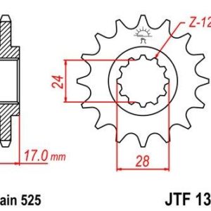 HONDA - Piñon JT 1371 de acero con 15 dientes -