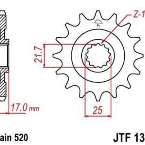 Piñon JT 1381 de acero con 15 dientes