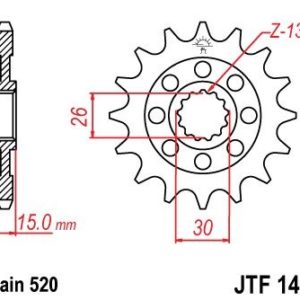 Piñon JT 1404 de acero con 16 dientes