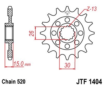 Piñon JT 1404 de acero con 16 dientes