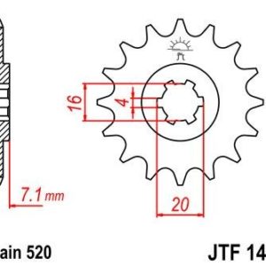 Piñon JT 1407 de acero con 10 dientes