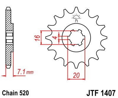 Piñon JT 1407 de acero con 10 dientes