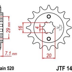 Piñon JT 1408 de acero con 15 dientes