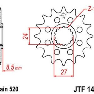 Piñon JT 1423 de acero con 17 dientes