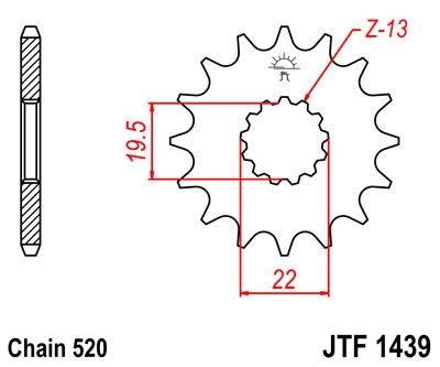 Piñon JT 1439 de acero con 11 dientes