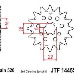 Piñon JT 1445SC  autolimpiable de acero con 12 dientes