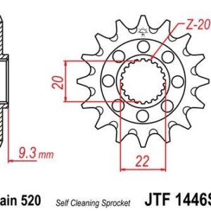Piñon JT 1446SC  autolimpiable de acero con 13 dientes