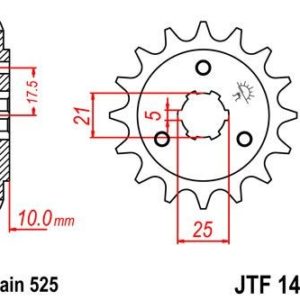 Piñon JT 1448 de acero con 15 dientes
