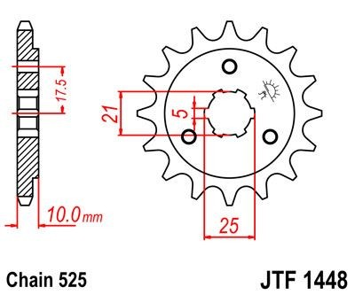 Piñon JT 1448 de acero con 15 dientes