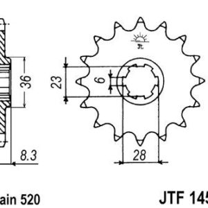 Piñon JT 1450 de acero con 13 dientes