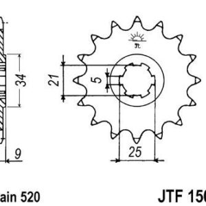 KAWASAKI - Piñon JT 1502 de acero con 13 dientes -