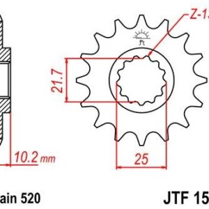 Piñon JT 1503 de acero con 12 dientes