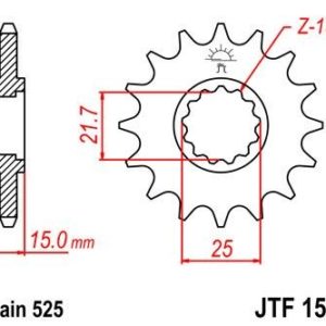 Piñon JT 1515 de acero con 15 dientes