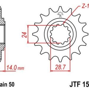 Piñon JT 1529 de acero con 17 dientes