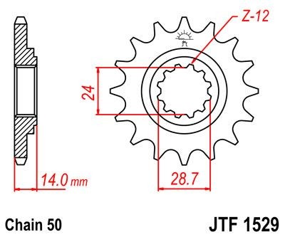 Piñon JT 1529 de acero con 17 dientes