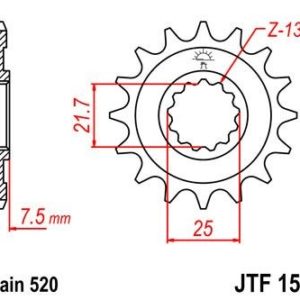 Piñon JT 1536 de acero con 14 dientes