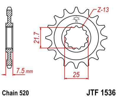 Piñón JT 1536 de acero con 15 dientes