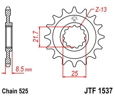 Piñon JT 1537 de acero con 15 dientes