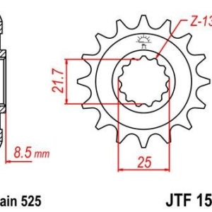 Piñon JT 1537 de acero con 17 dientes