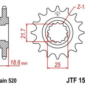Piñon JT 1538 de acero con 15 dientes