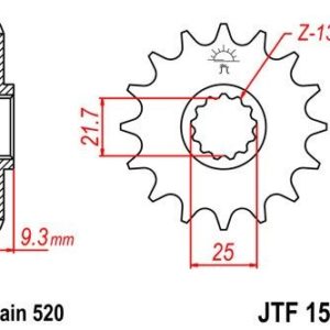 Piñon JT 1539 de acero con 14 dientes